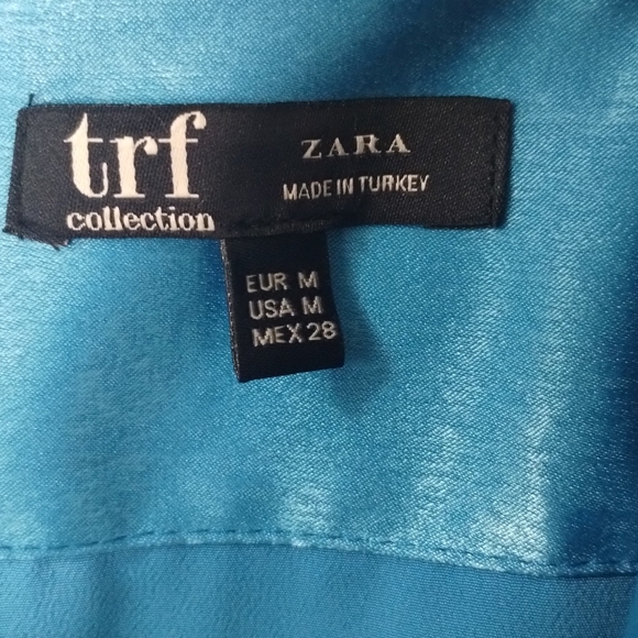ZARA TRF Collection Floral Kimono Style Satin Robe Teal Blue Size M - Picture 4 of 9